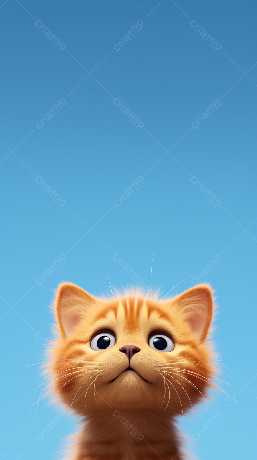 Gatinho Ruivo Olhando para Cima