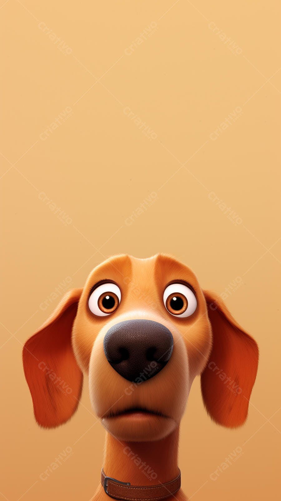 Cachorro animado laranja fundo bege