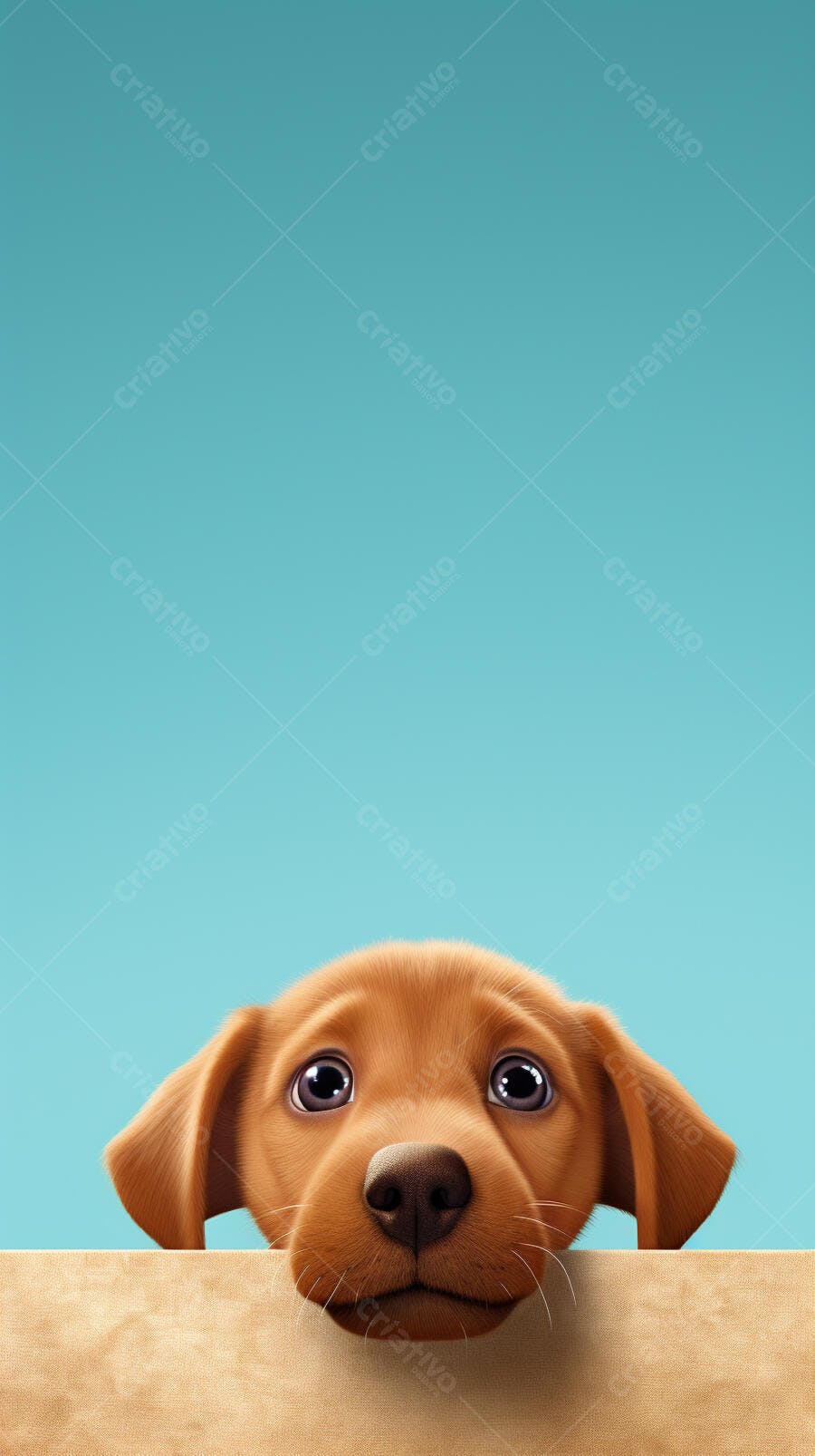 Cachorro Fox Red olhando de caixa marrom