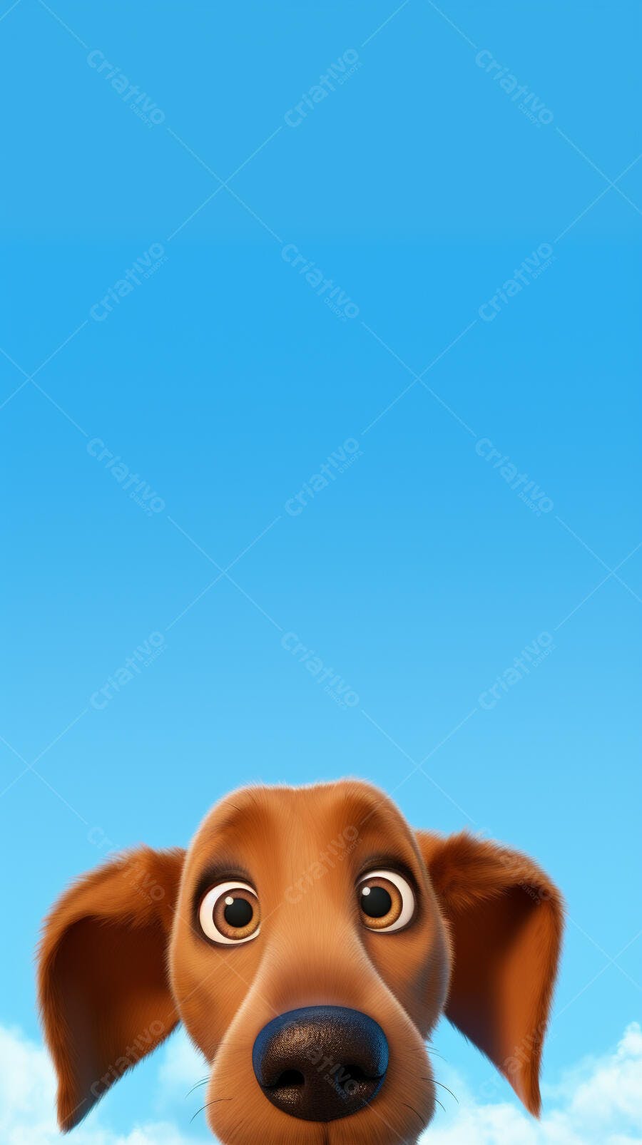 Cachorro Marrom Olhando para Cima Céu Azul