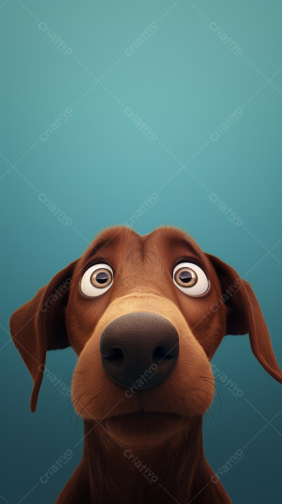 Cachorro Marrom Curioso Olhando para Cima