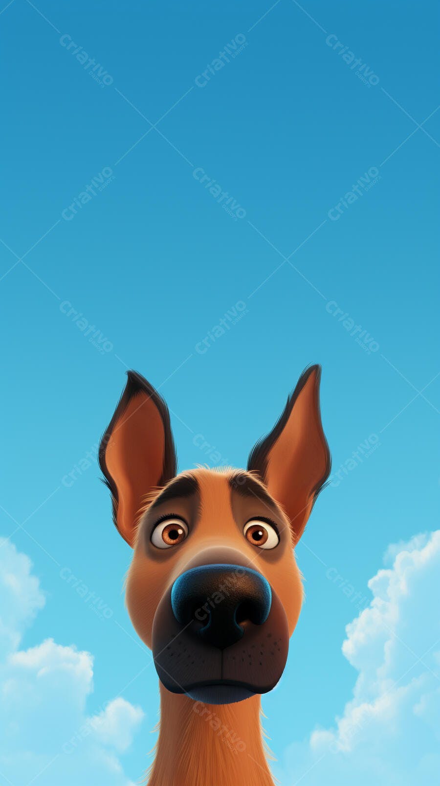 Cão pastor alemão contra céu azul