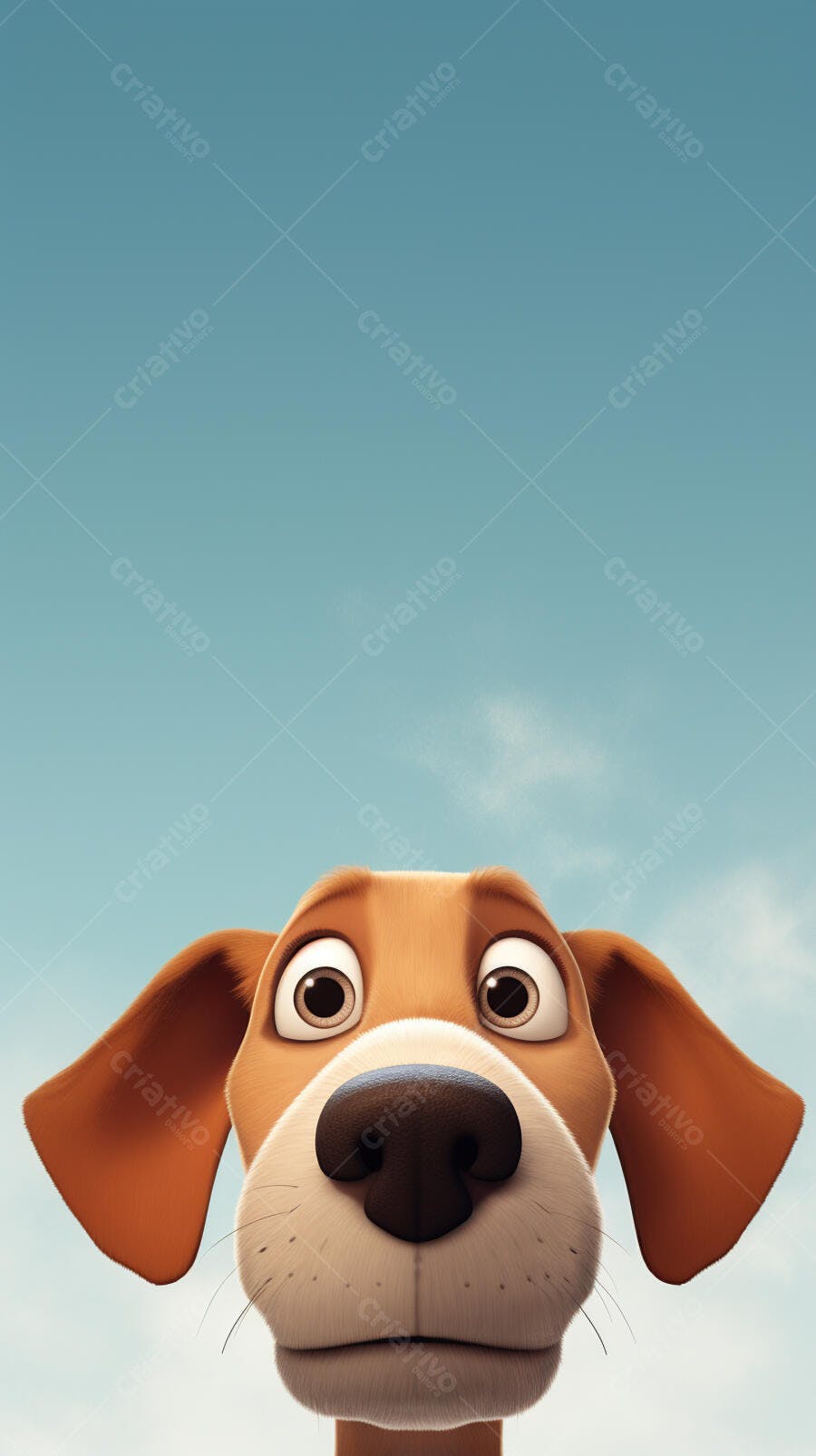 Cachorro Cartoon Olhando para Cima
