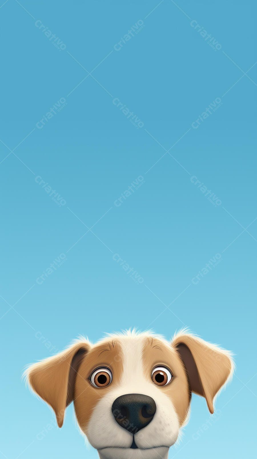 Cachorro fofo olhando de perto fundo azul