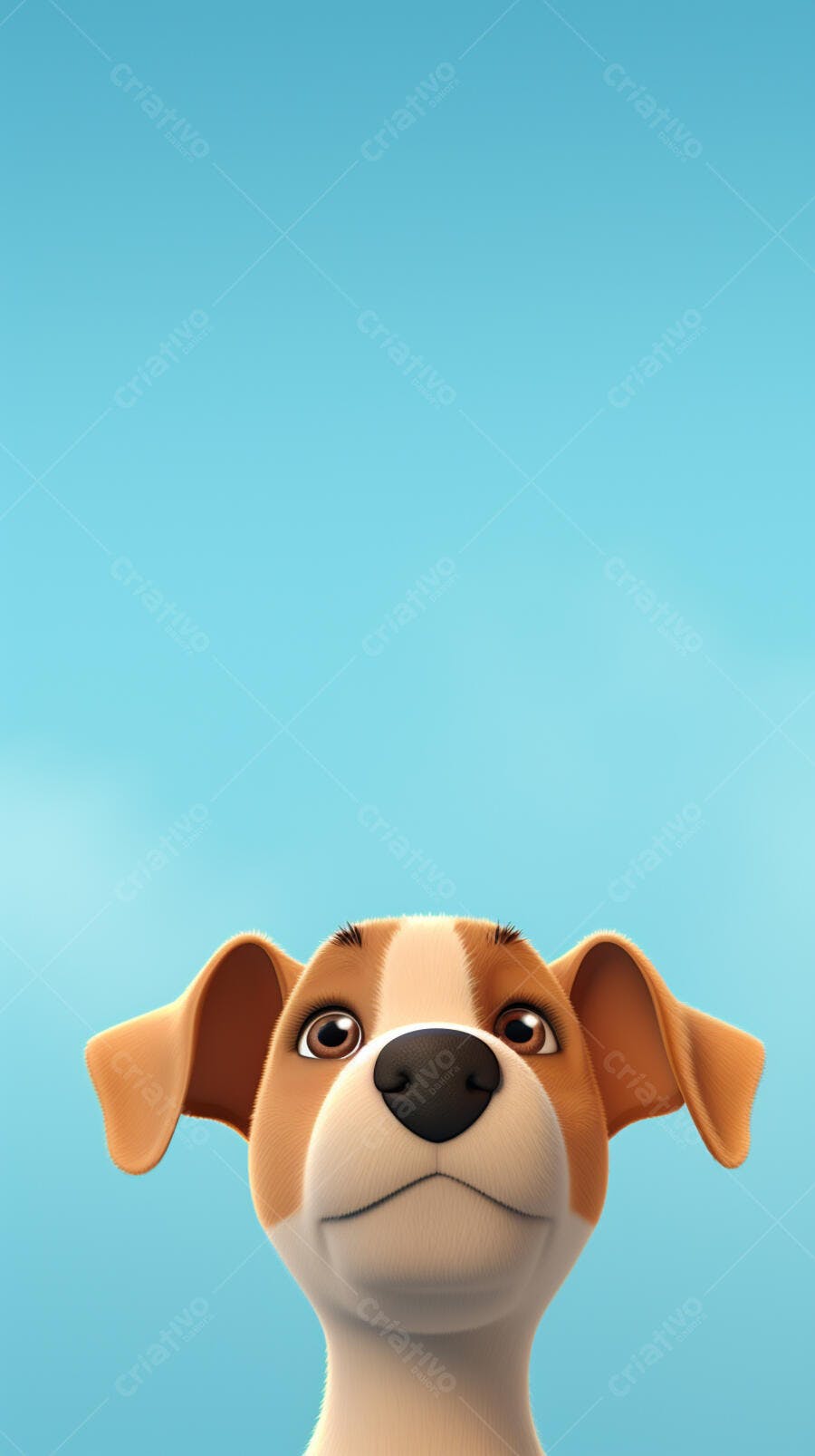 Cachorro Jack Russell olhar curioso fundo azul
