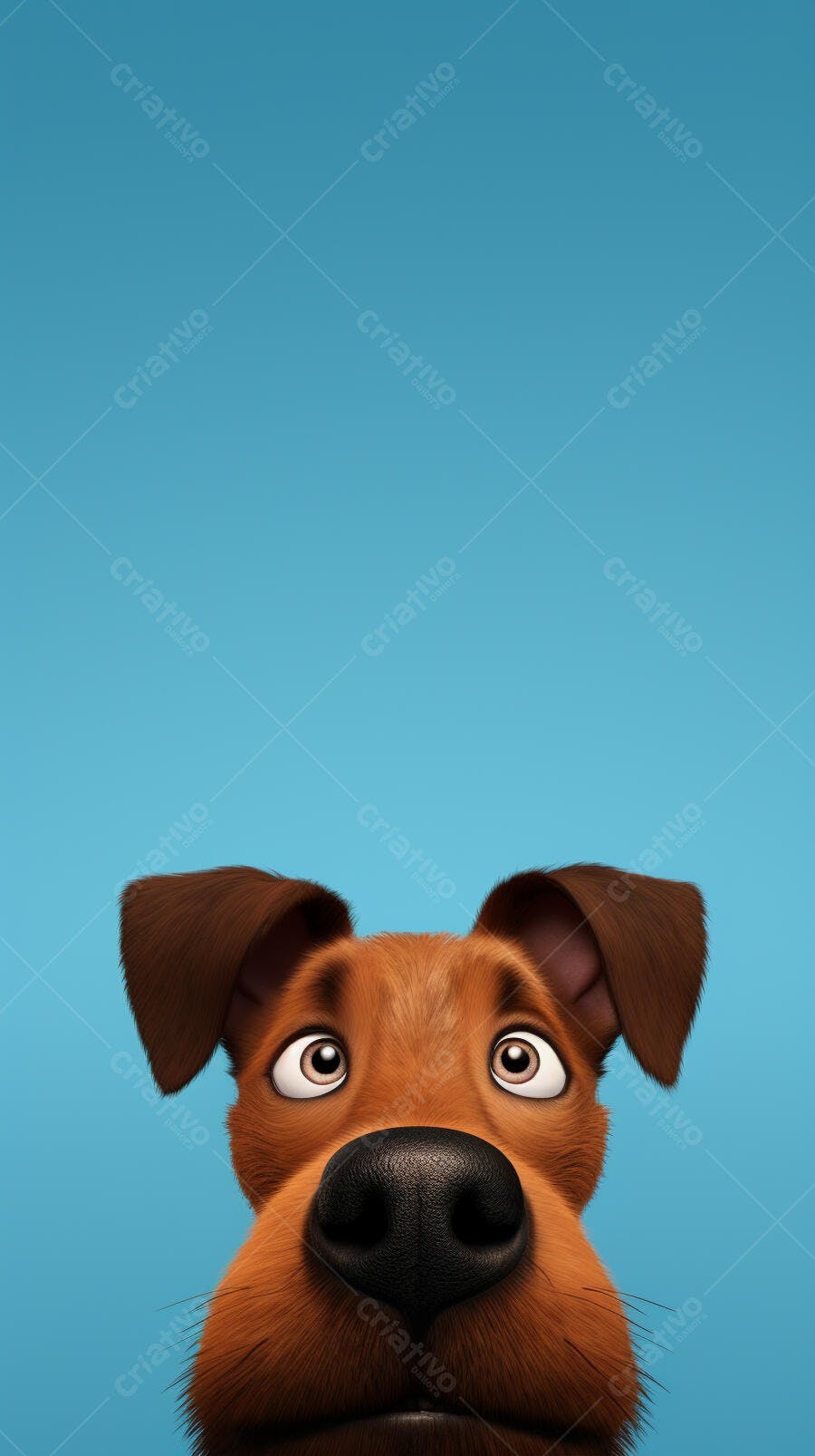 Cachorro Marrom Curioso Olhando para Cima
