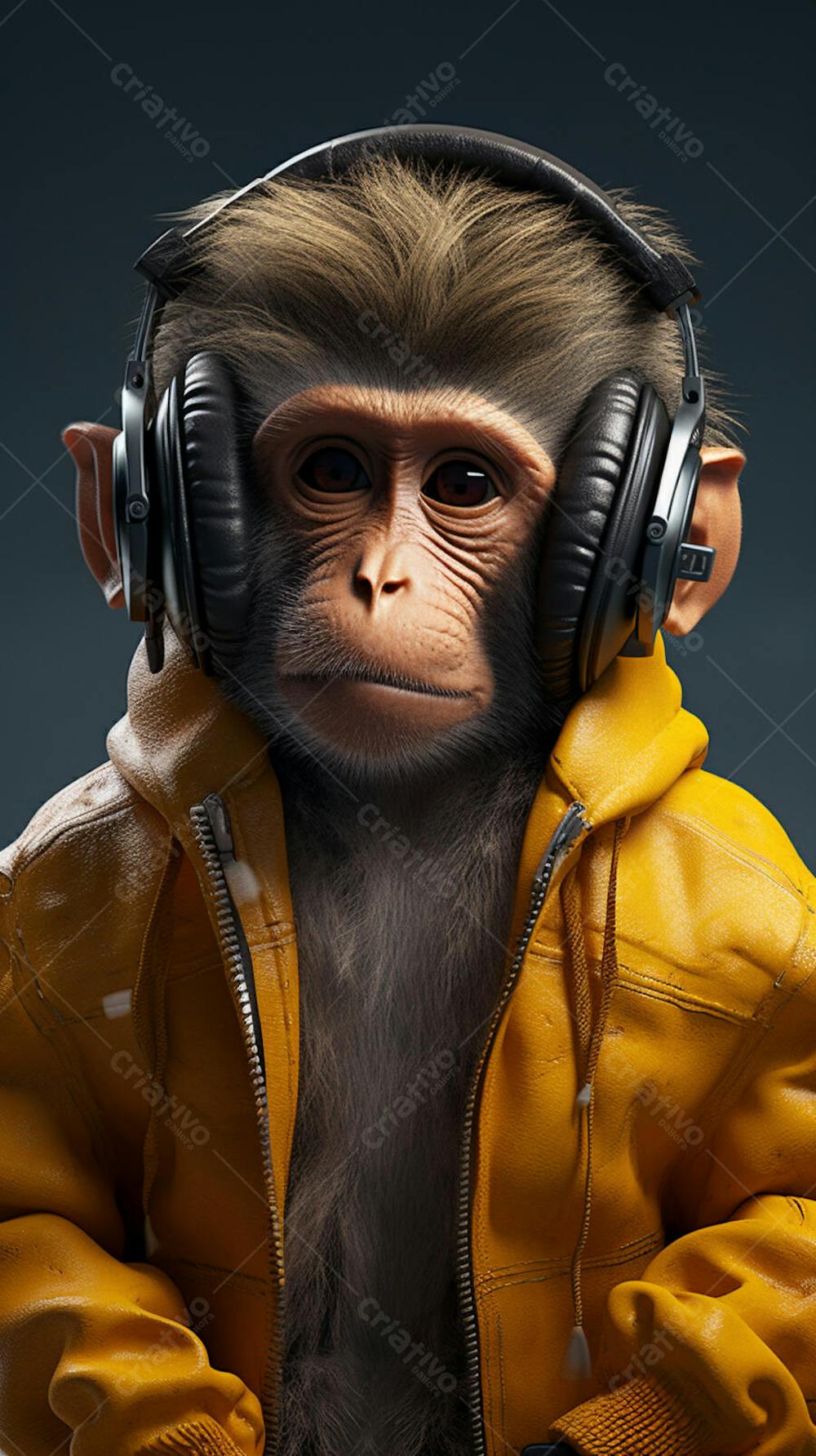 Wallpaper de Macaco Estiloso com Fone de Ouvido e Jaqueta de Couro