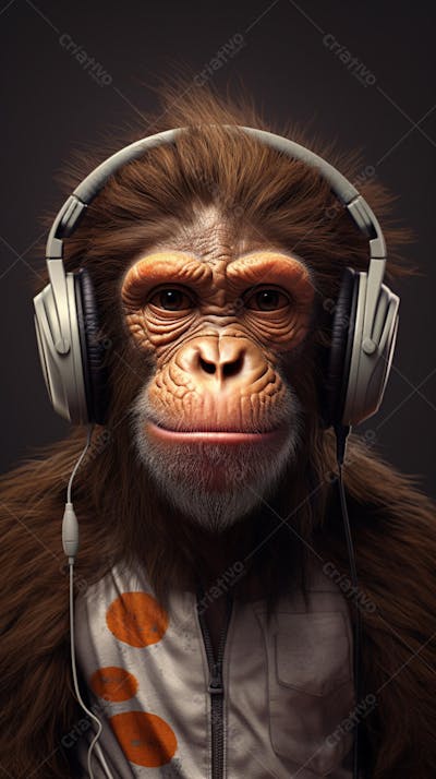 Wallpaper de Macaco Estiloso com Fone de Ouvido e Jaqueta de Couro