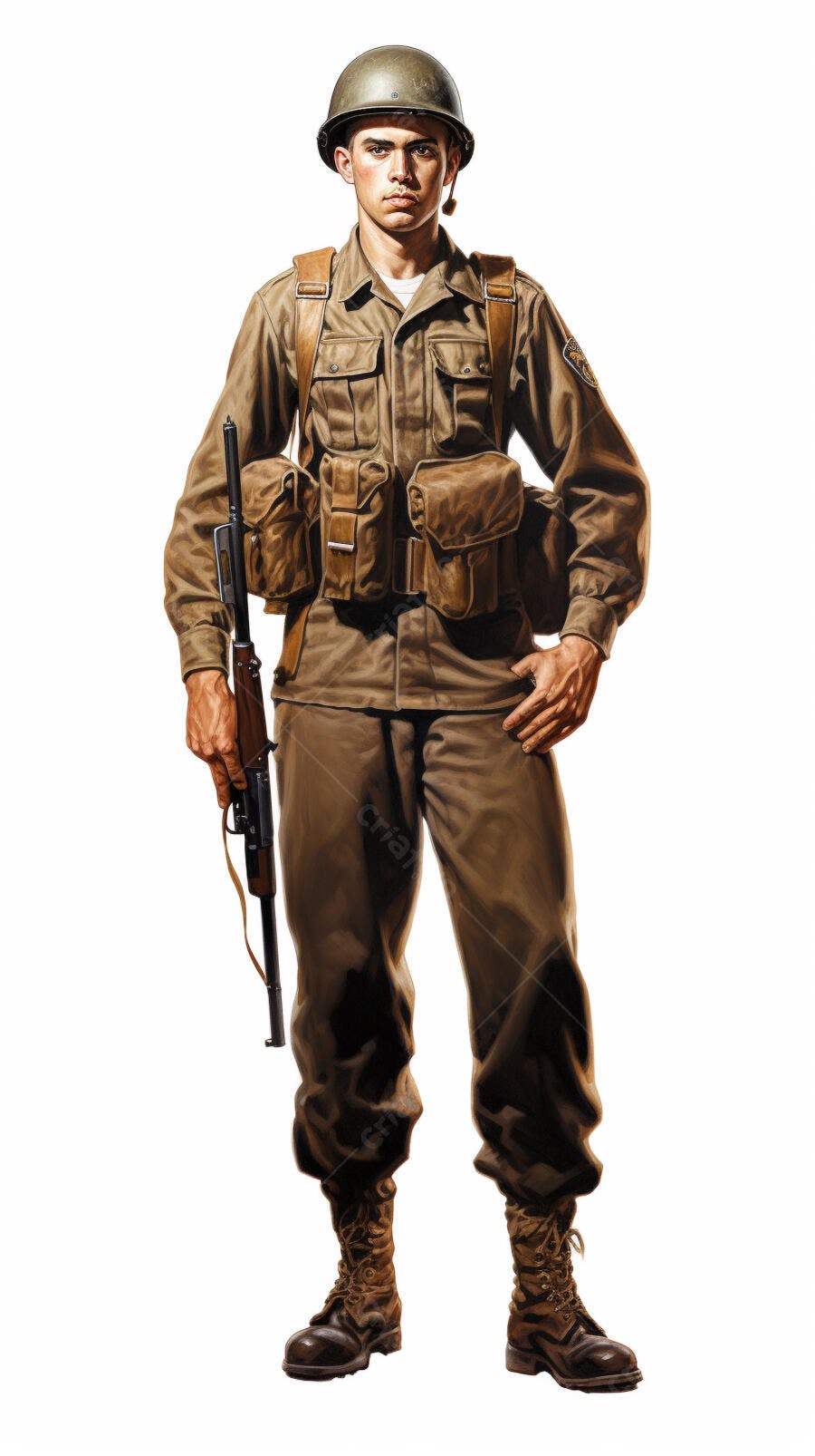 Soldado americano Segunda Guerra uniforme castanho