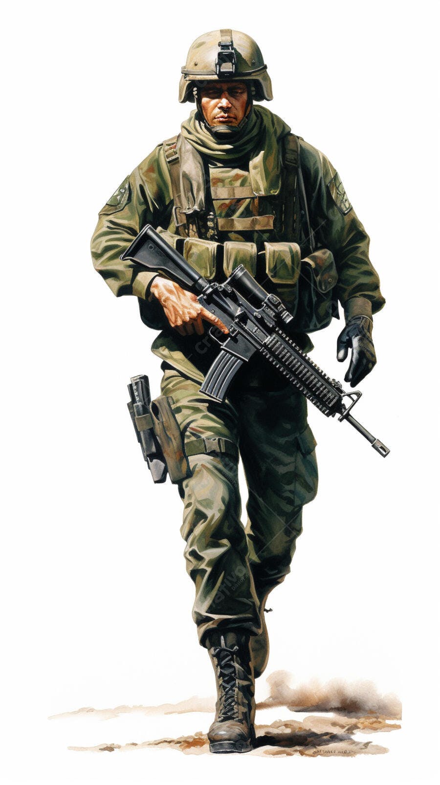 Soldado em patrulha uniforme camuflado