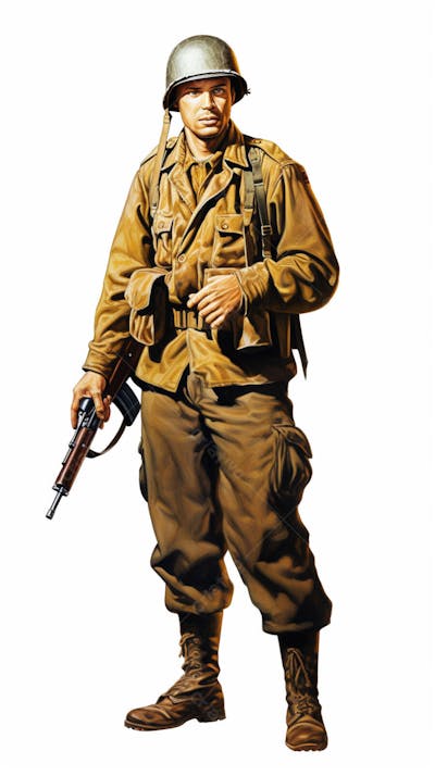 Soldado em Ação - Ilustração Militar Realista em Aquarela