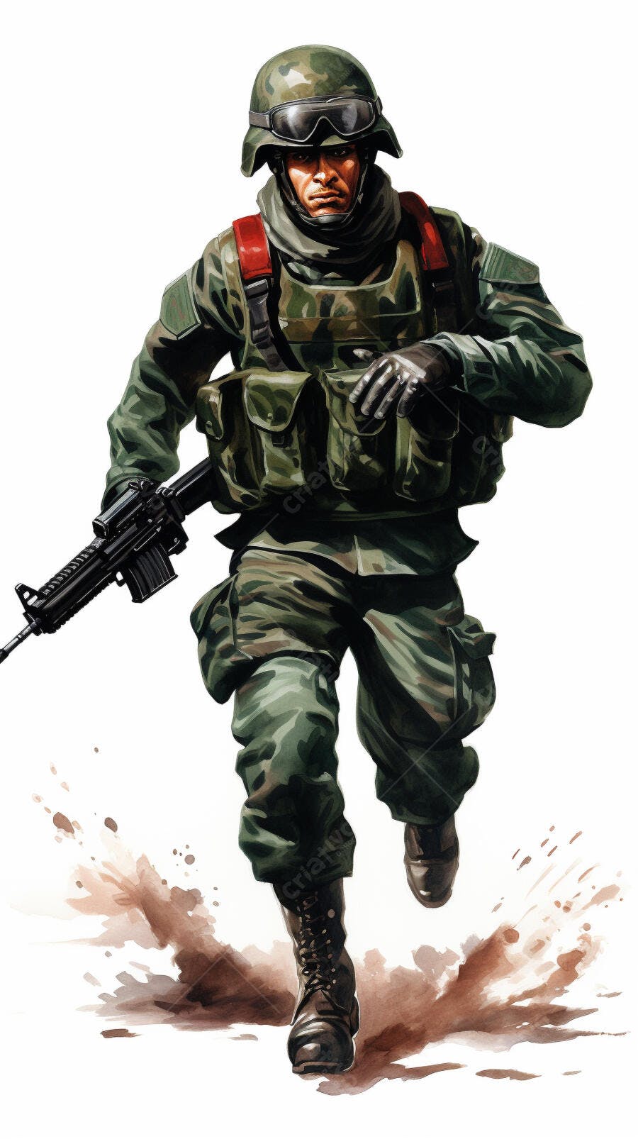 Soldado em ação uniforme camuflado