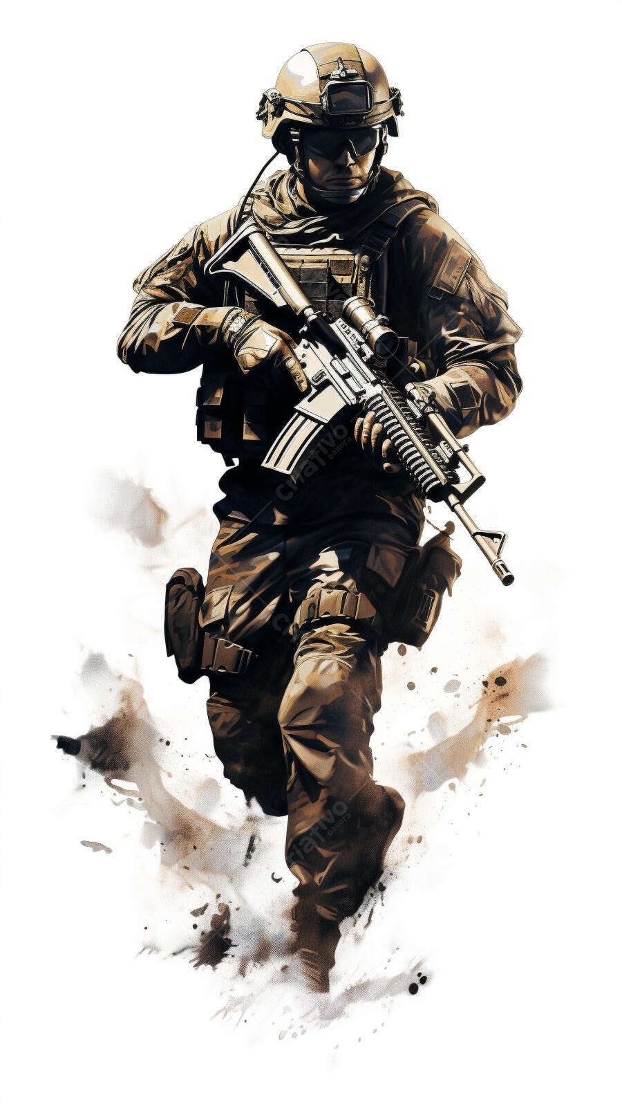 Soldado em ação uniforme camuflado