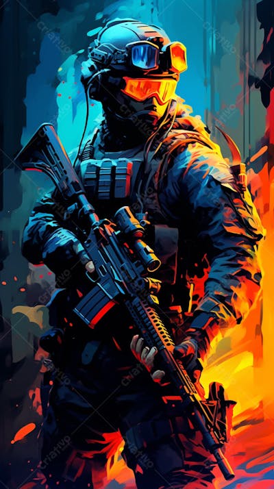 Forças Especiais - Arte Digital Militar em Estilo Futurista