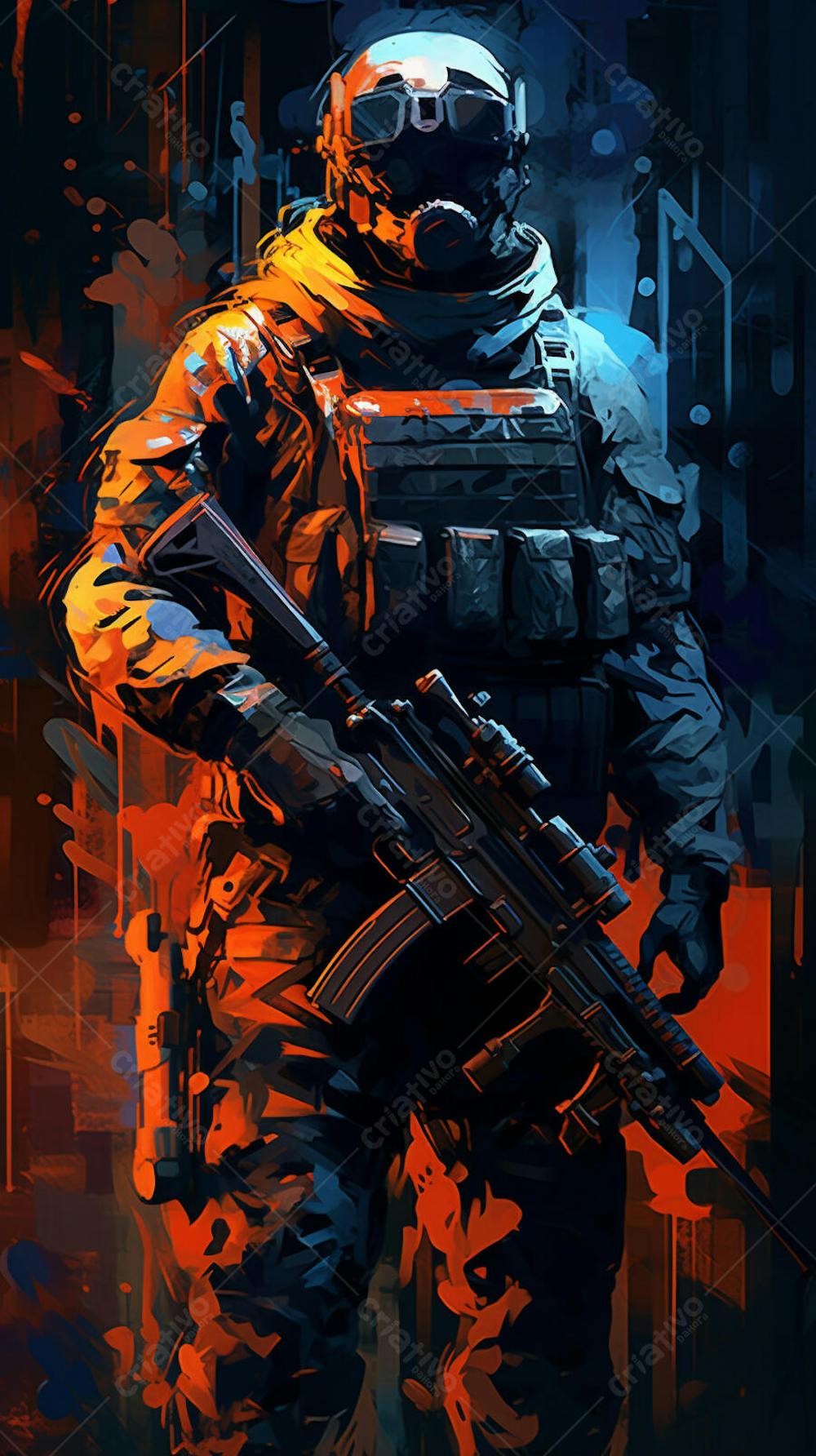 Forças Especiais - Arte Digital Militar em Estilo Futurista