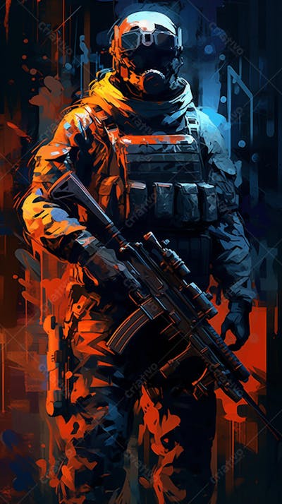 Forças Especiais - Arte Digital Militar em Estilo Futurista