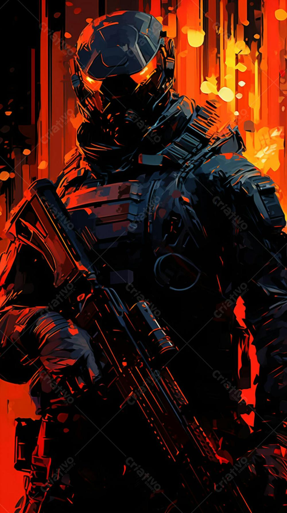 Forças Especiais - Arte Digital Militar em Estilo Futurista