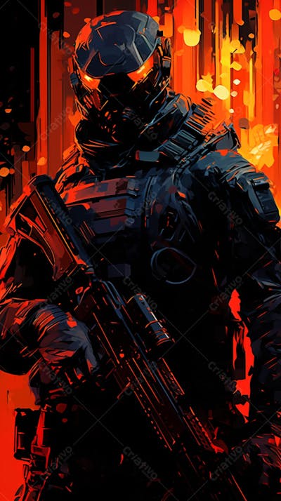 Forças Especiais - Arte Digital Militar em Estilo Futurista