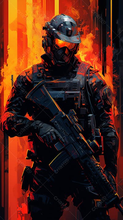 Forças Especiais - Arte Digital Militar em Estilo Futurista