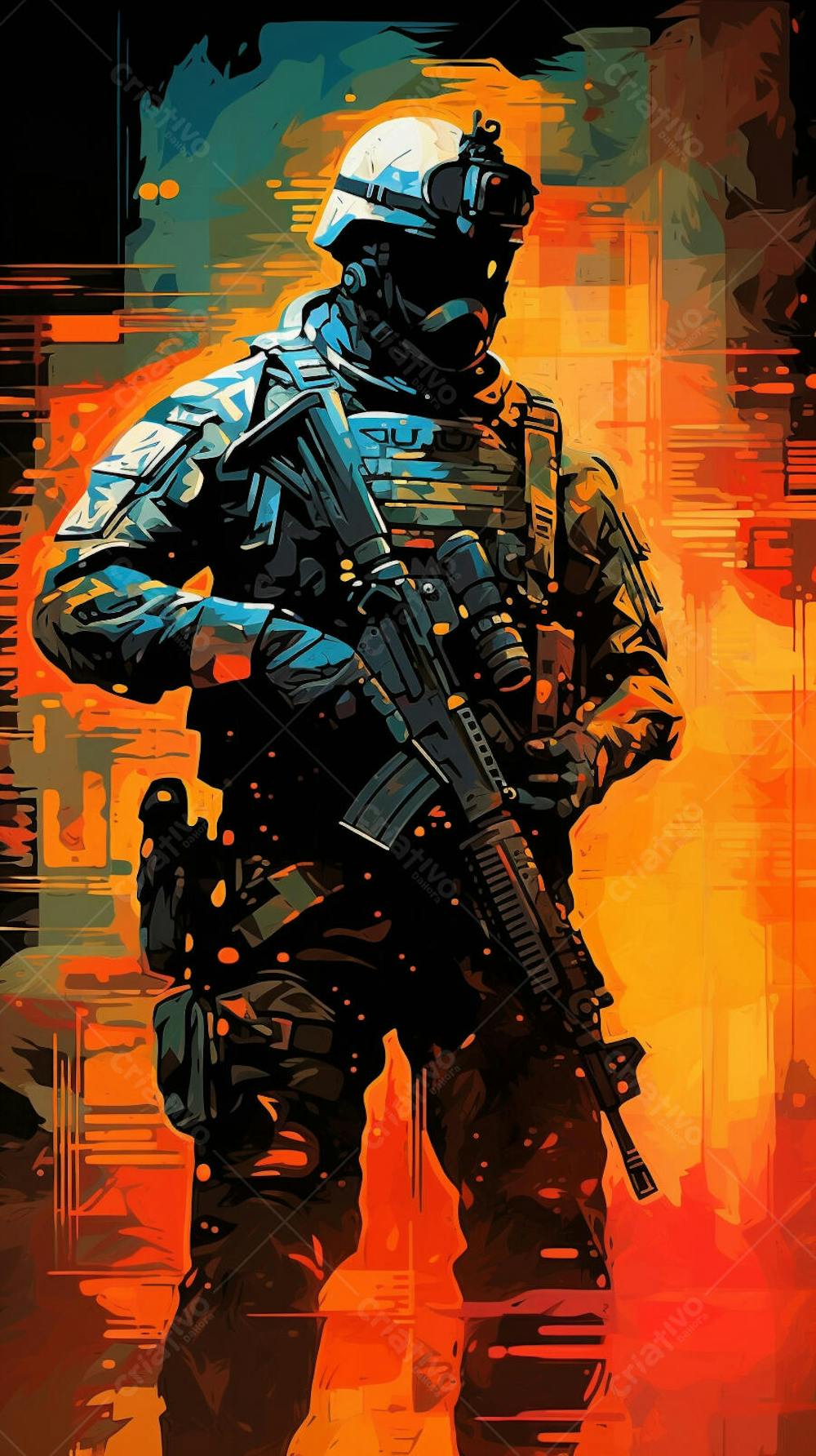 Forças Especiais - Arte Digital Militar em Estilo Futurista