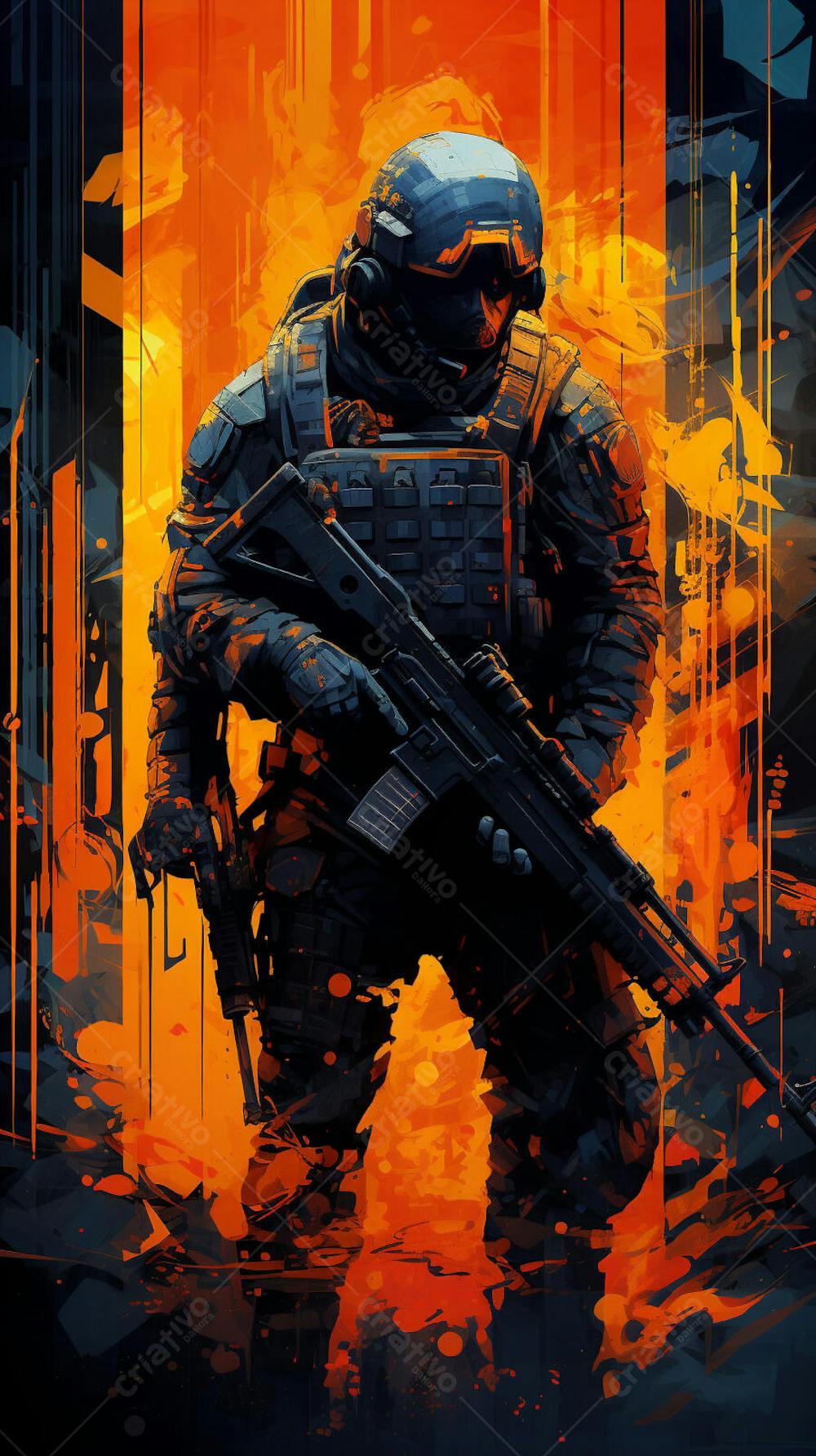 Forças Especiais - Arte Digital Militar em Estilo Futurista