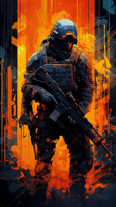 Forças Especiais - Arte Digital Militar em Estilo Futurista