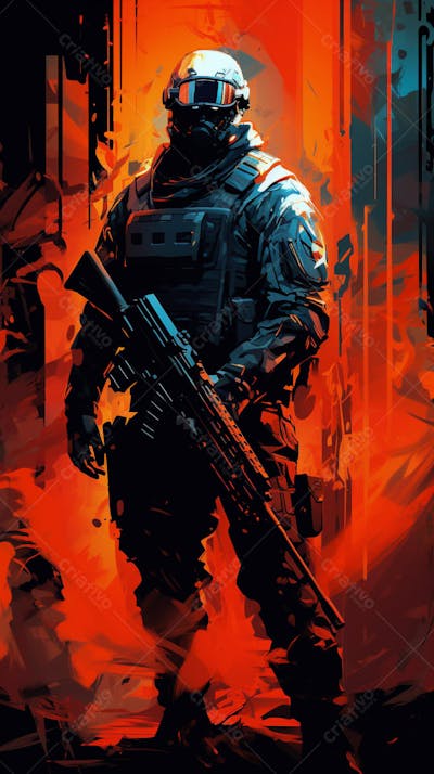 Forças Especiais - Arte Digital Militar em Estilo Futurista