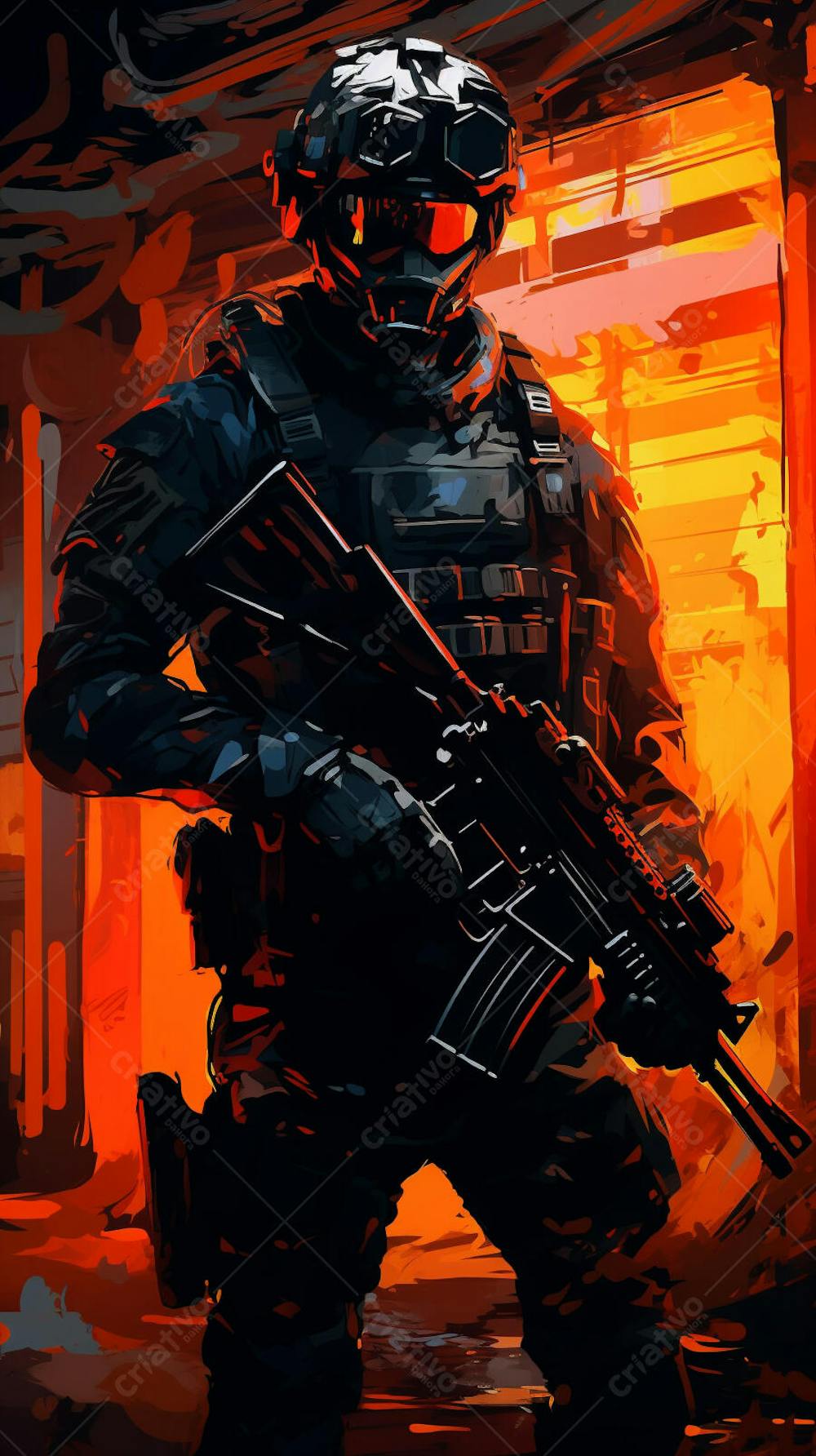 Forças Especiais - Arte Digital Militar em Estilo Futurista