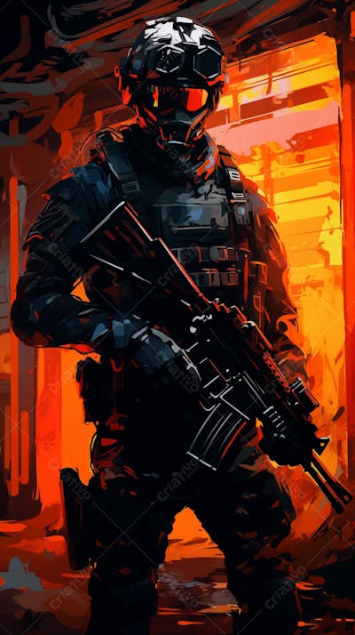 Forças Especiais - Arte Digital Militar em Estilo Futurista