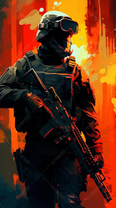 Forças Especiais - Arte Digital Militar em Estilo Futurista