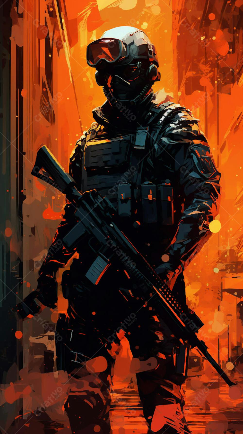 Forças Especiais - Arte Digital Militar em Estilo Futurista
