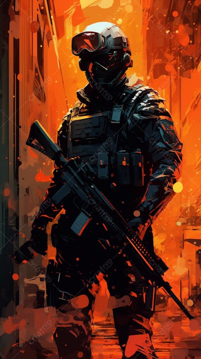 Forças Especiais - Arte Digital Militar em Estilo Futurista
