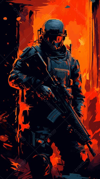 Forças Especiais - Arte Digital Militar em Estilo Futurista