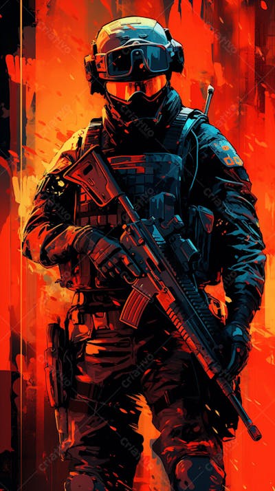 Forças Especiais - Arte Digital Militar em Estilo Futurista