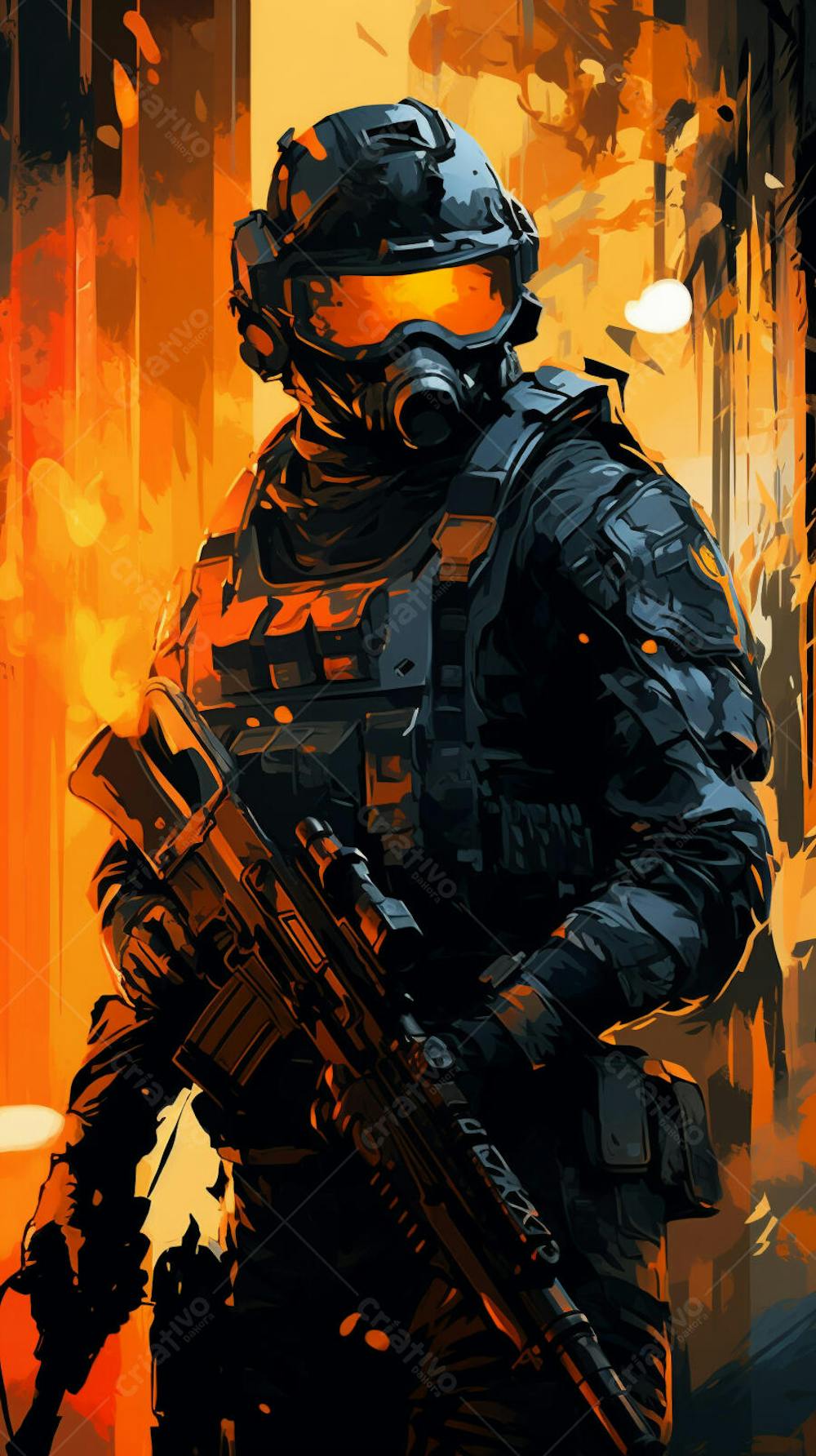 Forças Especiais - Arte Digital Militar em Estilo Futurista