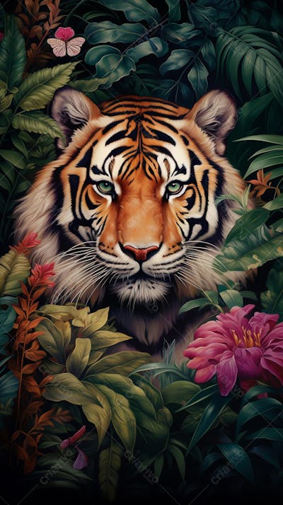 Tigre Majestoso - O Rei da Selva em Seu Habitat Natural