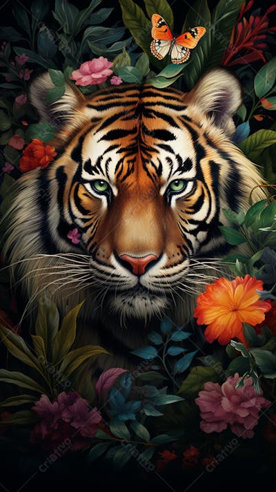 Tigre Majestoso - O Rei da Selva em Seu Habitat Natural