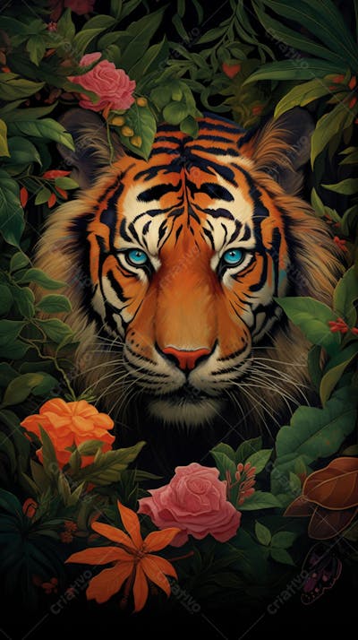 Tigre Majestoso - O Rei da Selva em Seu Habitat Natural