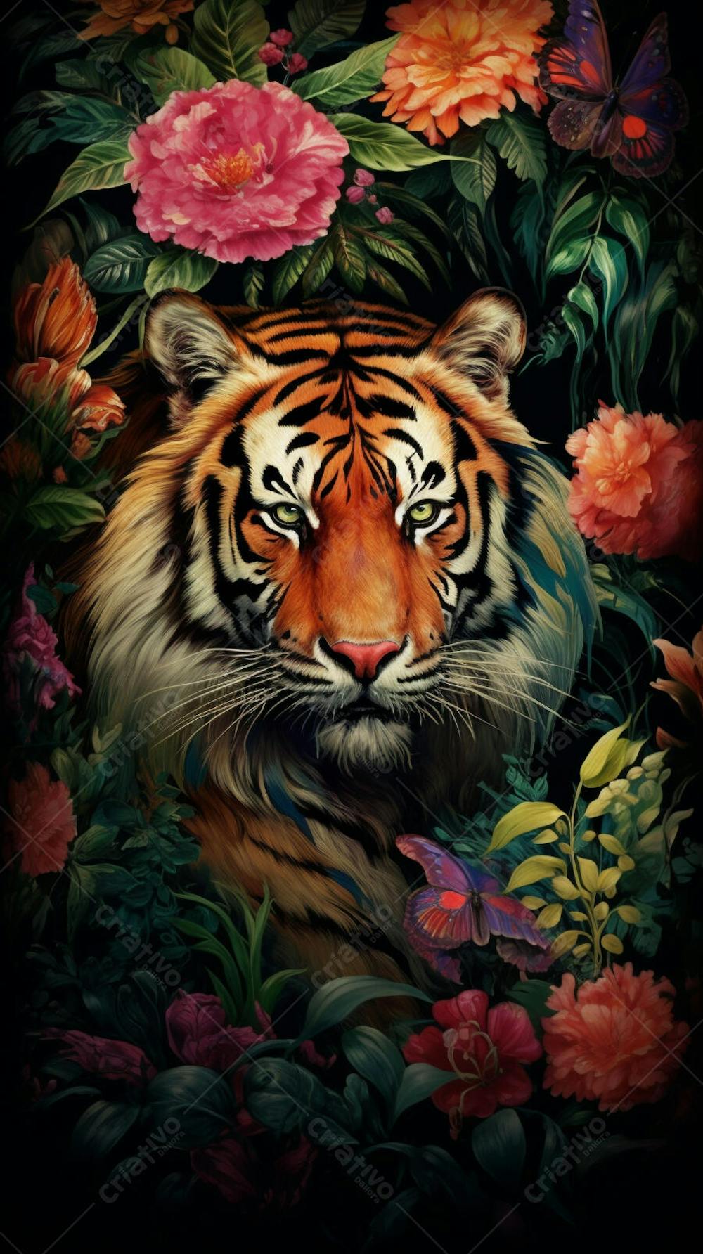 Tigre Majestoso - O Rei da Selva em Seu Habitat Natural