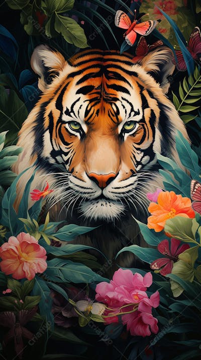 Tigre Majestoso - O Rei da Selva em Seu Habitat Natural
