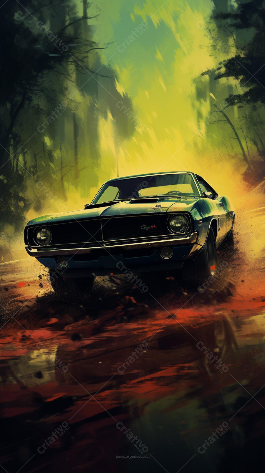Muscle Car em Estrada Noturna
