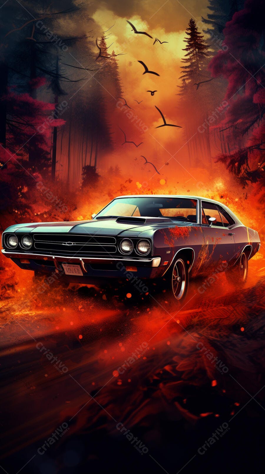 Muscle Car em Estrada de Fogo