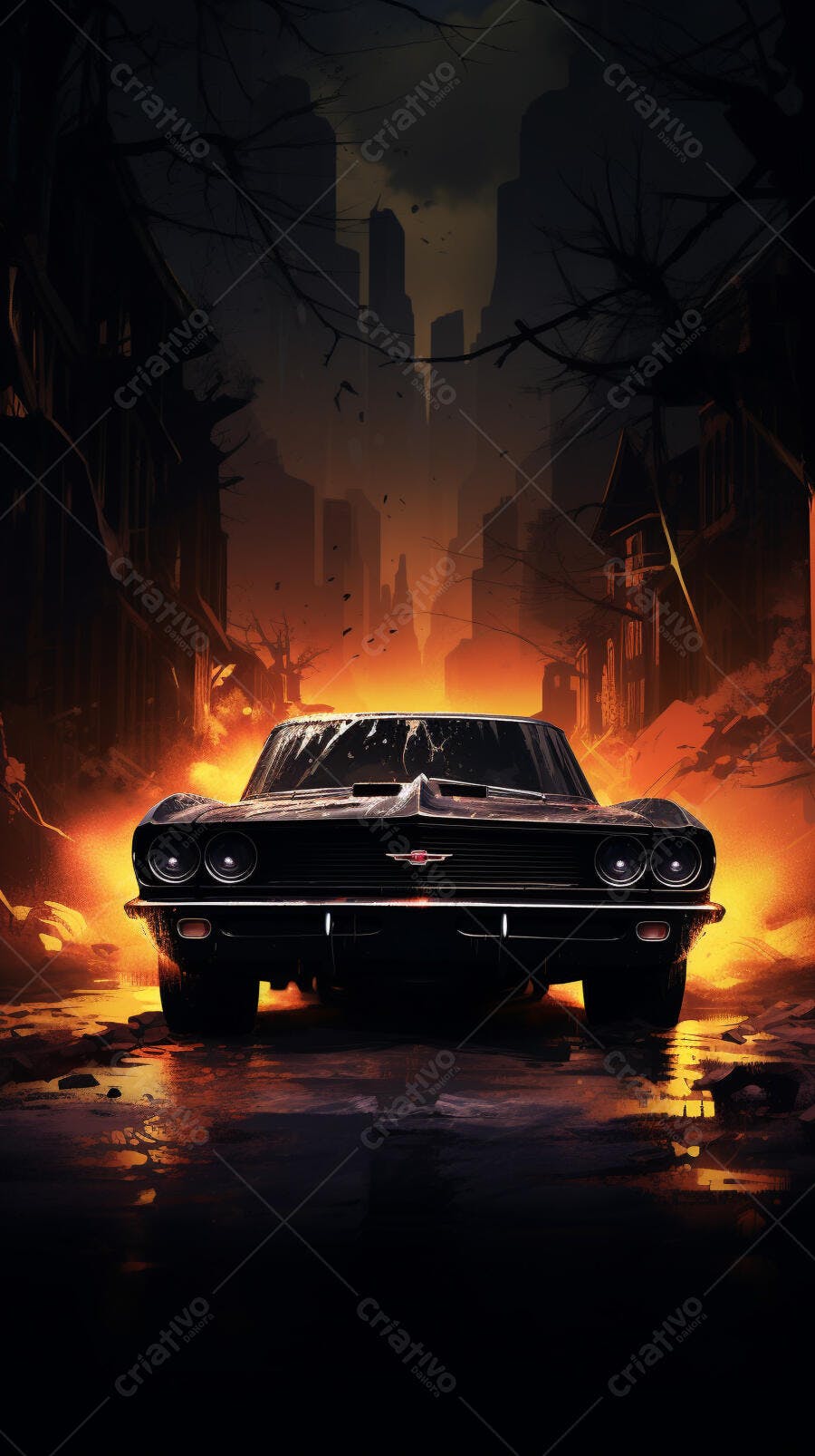 Muscle Car em Cenário Pós-Apocalíptico