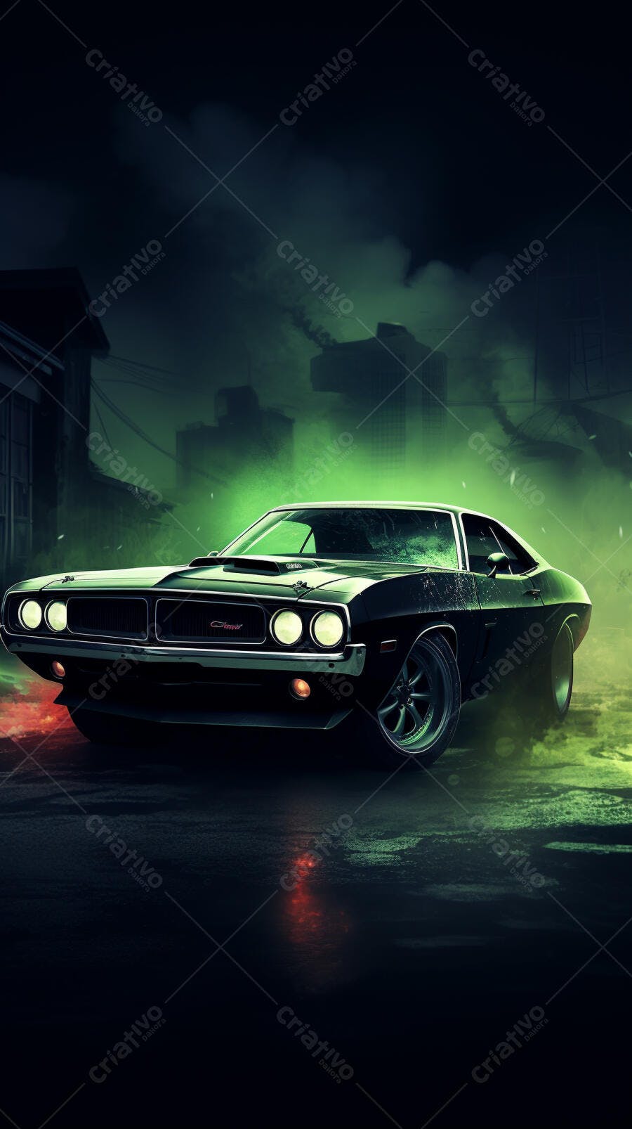 Muscle Car Dodge Challenger Verde Escuro Noite