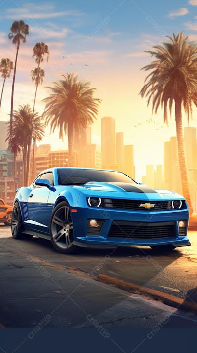 Muscle Car Clássico nas Ruas de Miami - Ícone da Cultura Automotiva