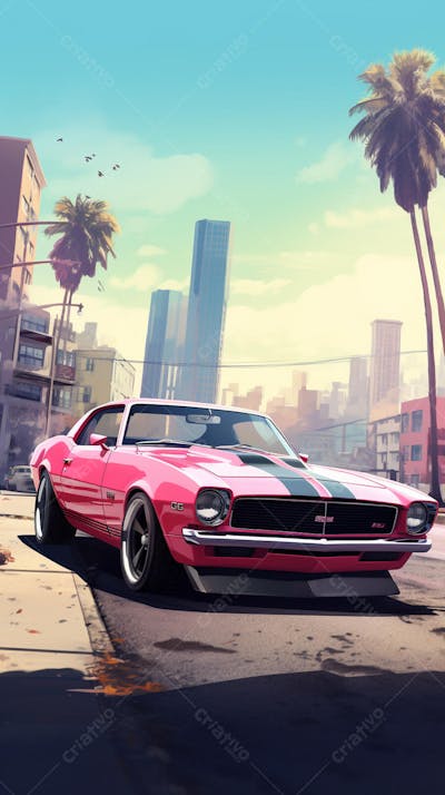 Muscle Car Clássico nas Ruas de Miami - Ícone da Cultura Automotiva