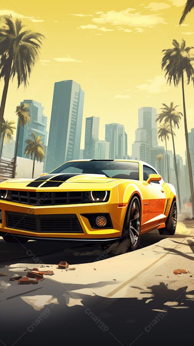 Muscle Car Clássico nas Ruas de Miami - Ícone da Cultura Automotiva