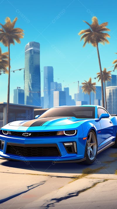 Muscle Car Clássico nas Ruas de Miami - Ícone da Cultura Automotiva