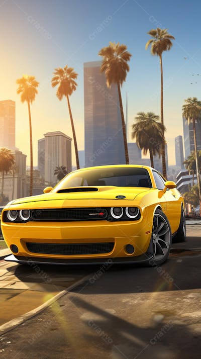 Muscle Car Clássico nas Ruas de Miami - Ícone da Cultura Automotiva