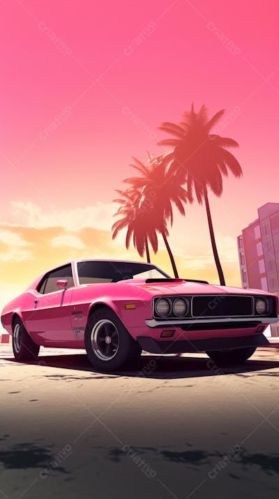 Muscle Car Clássico nas Ruas de Miami - Ícone da Cultura Automotiva